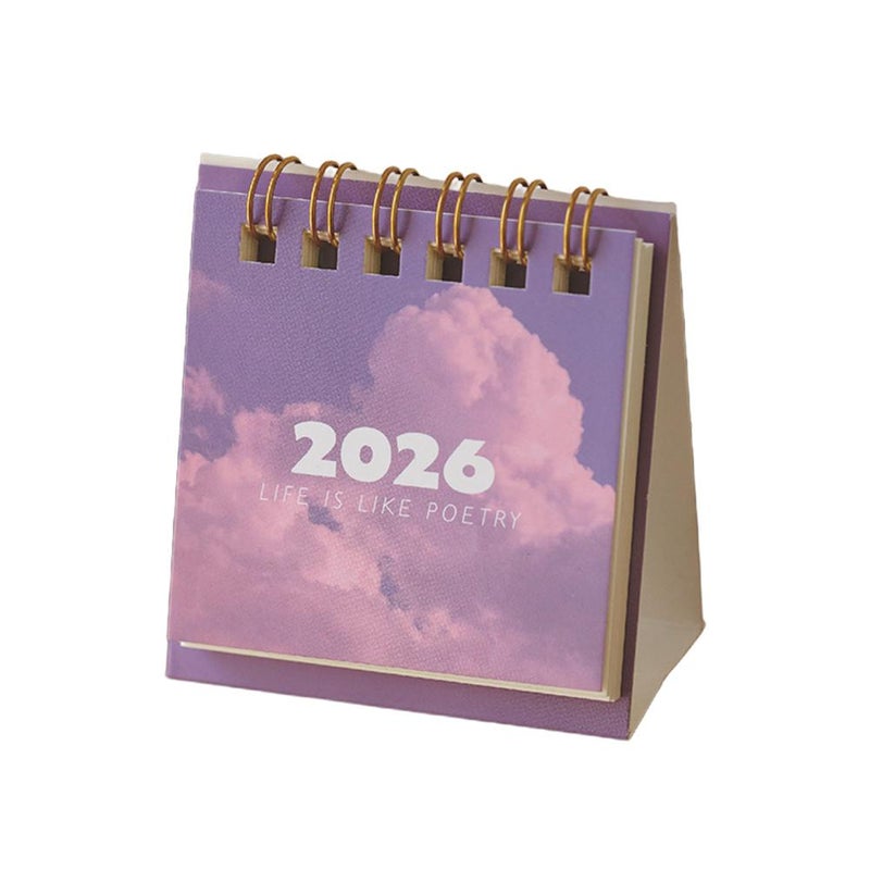 Landscape Series 2026 Mini Desk Calendar, Creative Mini Portable Calendar, Instagram Style Desktop Ornament, Check-in Planner